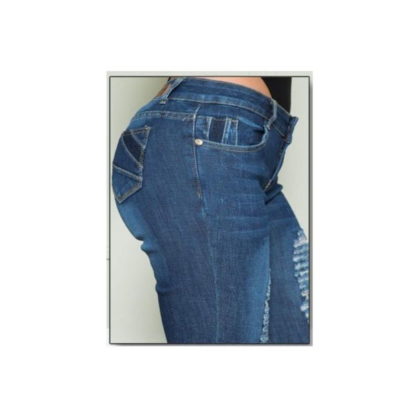 SL JEANS STRETCH DENIM BLUE WAIST 27IN,  H10 SLWG435 SZ 3 ,SKINNY, RIPPED JEANS - Picture 6 of 11